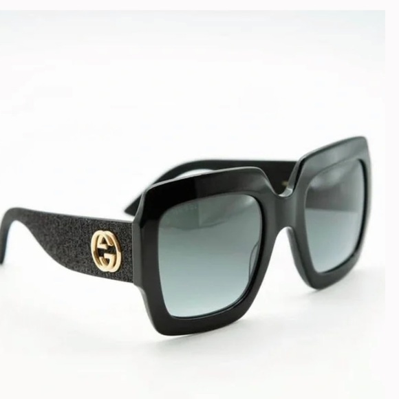 GUCCI black oversized square glitter sunglasses - Picture 4 of 7